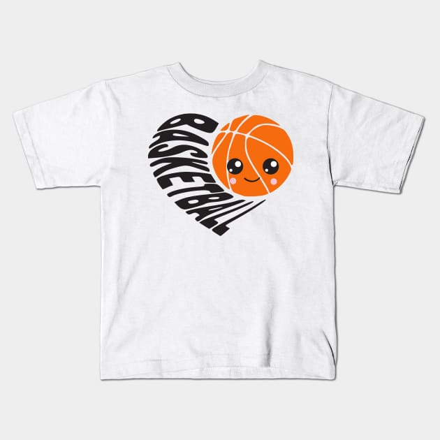 I Love Basketball Heart Emoji Kids T-Shirt by 4Craig